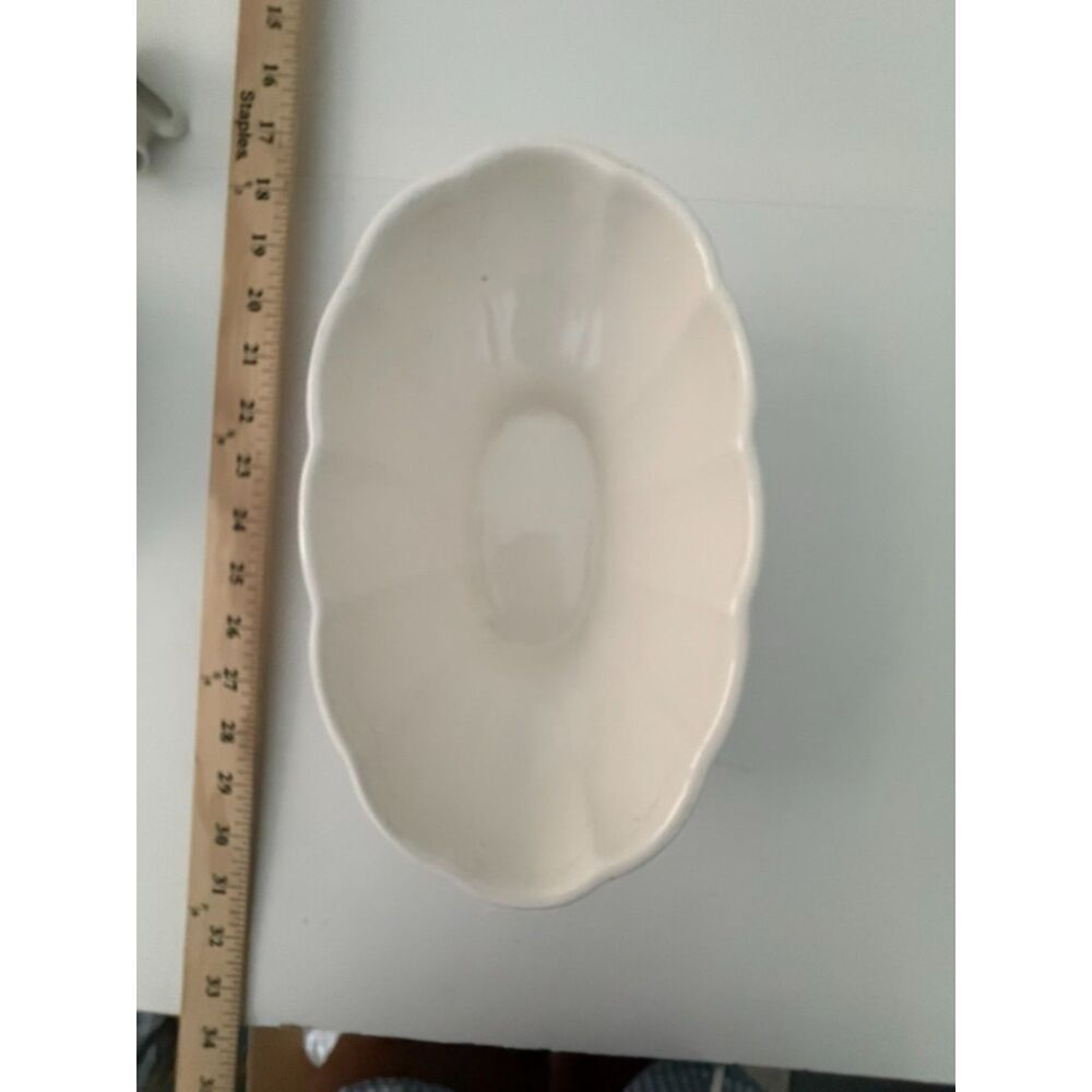 Vtg haeger No 17 usa oval ribbed pottery planter dish